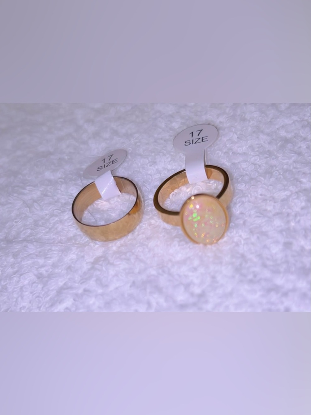 Gold Tone Women’s Ring Set with Opal Accent - Size 17